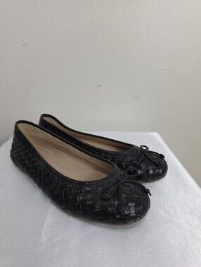 NWOT-Geox Black Woven Leather Ballet Flats